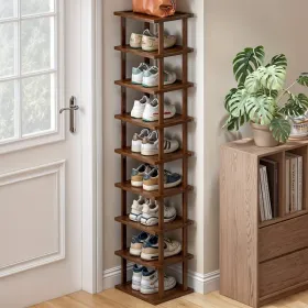 9 Layers Bamboo Shoe Rack Tall Narrow Vertical Organizer for Small Spaces Entryway Closet Corner Doorway 4 sold