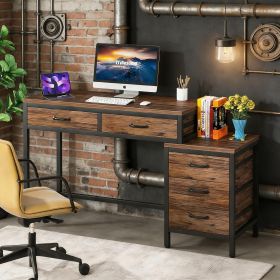 Computer Desk, Study Writing Table with Reversible Drawer Cabinet (Main Color: Natural, Main Material: Wood)